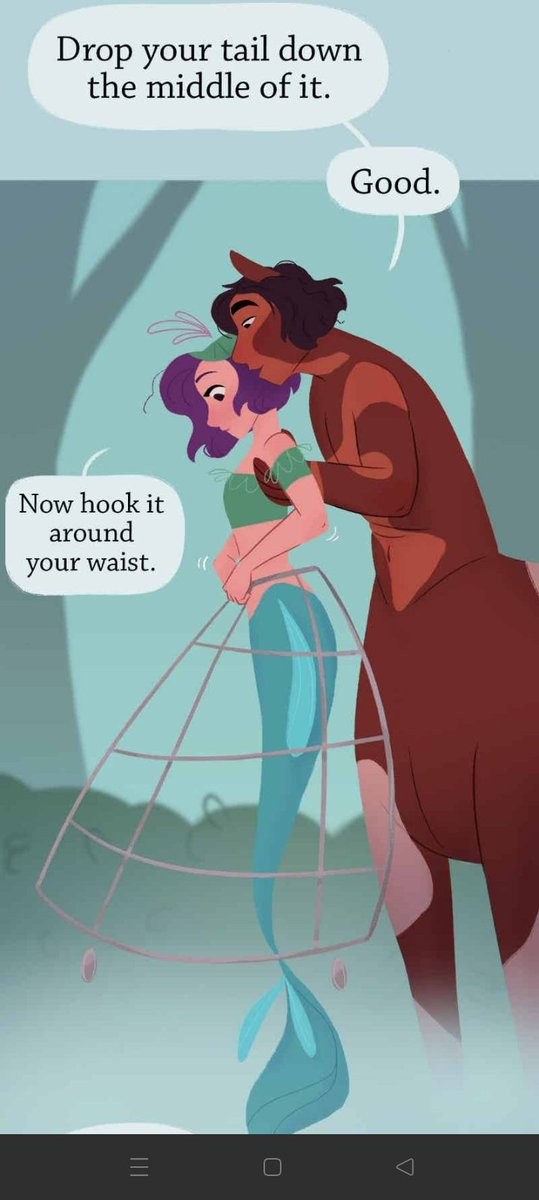 WheelchairFishy's tweet photo. When on land, mermaids aren't exactly crippled, it's just that their lower halfs where made for water instead 

In that case, wheelchairs might be too limiting for them,and instead something that uses their tail energy for locomotion could be a smarter design,like a crinoline! https://t.co/0g7tSXbKQm