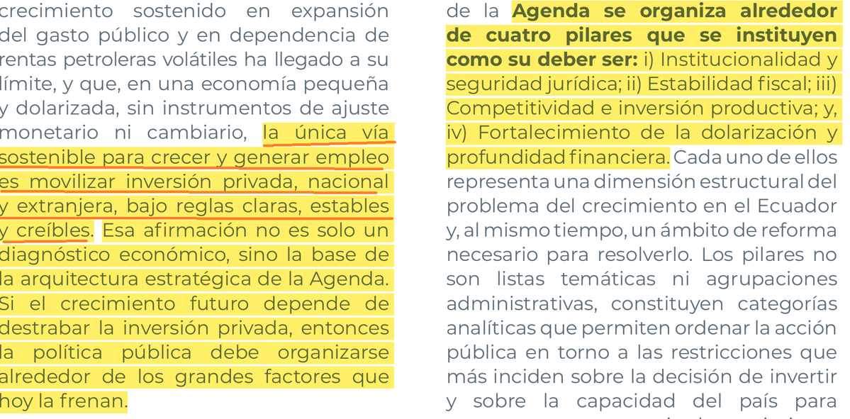 dolarizacionEc's tweet photo. Arbitraje de emergencia elevado a rango de ley se propone en “Agenda de Crecimiento 2040” promovida por el BID-FMI. Empresas como PROGEN Y ATM recurrieron a esta figura para ganar tiempo y concretar sus atracos al Estado ecuatoriano.

La agenda tradicionalmente conocida del BID-FMI, instituciones financieras multilaterales en las que Estados Unidos tiene el poder de veto y deciden a quien y que se financia se incluyeron en la llamada “Agenda de Crecimiento 2040” que en nombre del país adoptará el Gobierno del “Nuevo Ecuador”. Debería al menos llamar la atención que hasta la elaboración de una agenda soberana de crecimiento económico se recurra al “apoyo técnico y financiero” del BID y de expertos con claros intereses privados. El país regresó a las acostumbradas prácticas de los 80 y 90 en donde las financieras multilaterales y el poder concentrado en determinados grupos financieros y económicos decidían lo que es bueno y eficiente para ellos, es bueno para el país. La agenda país no va más allá de la economía del goteo.

Tal agenda no está seriamente articulada a objetivos de desarrollo soberano, más allá de breves menciones que metodológicamente habrían sido recopiladas de mesas de trabajo nacionales con el sector empresarial y la academia divididas en cuatro ejes: Institucionalidad y seguridad jurídica, estabilidad fiscal, competitividad e Inversión productiva y fortalecimiento de la dolarización y profundidad financiera. 800 propuestas recopiladas que insisten en más de lo mismo con un sesgo concentrado y deliberado proinversión privado. 

No hay argumento alguno a lo largo del documento que haga ver las limitaciones y cuestionamientos a la inversión privada, incluso a su misma contabilidad y metodología de medición, sino por el contrario, el contenido se alinea a dicha determinación de atraer inversión privada, especialmente extranjera, todo esto sin dejar de reconocer lo virtuoso de la inversión privada productiva -y no especulativo- en el sistema económico. 

En lo atinente a la institucionalidad y seguridad jurídica proponen arbitrajes privados de emergencia ya establecido en el reglamento de arbitraje y vigente en las cámaras de comercio que según se aborda en la “Agenda de Crecimiento 2040”, sería para reforzar y salvaguardar los intereses de las partes involucradas. Las recientes experiencias de Progen y ATM dicen que esta figura favorece más a privados ya que está hecho para proteger y blindar intereses de inversionistas privados. 

Estas empresas de papel, específicamente ATM, recurrió al arbitraje de emergencia ante la Cámara de Comercio de Quito (CCQ) en agosto del año anterior.  El árbitro inicialmente dispuso a CELEC a que se abstenga de terminar unilateralmente el contrato y se suspenda inmediatamente el cobro de garantías y multas por evidentes retrasos que en ese entonces ya rebasaban los USD 20 millones. Esto finalmente le sirvió a ATM para ganar tiempo y concretar el atraco sin haber generado la energía eléctrica ofrecida hasta la presente fecha. 

Progen, de su parte, solicitó arbitraje de emergencia ante el Centro de Arbitraje y Mediación de la Cámara de Comercio Ecuatoriana-Americana (AmCham) después de la notificación de terminación unilateral de los contratos Salitral y Quevedo. Progen, en junio 2025, obtuvo una suspensión temporal mientras la solicitud era evaluada por el árbitro. Si bien el árbitro rechazó las medidas cautelares interpuestas por Progen ya que no logró demostrar nada, la suspensión temporal, unido a la negligencia y complicidad de las autoridades del gobierno del “Nuevo Ecuador”, le dio tiempo a esta empresa para la trama de uno de los más grandes  atracos al estado ecuatoriano.

Cabe tener en cuenta que la inversión privada no está anclada a la búsqueda de figuras del arbitraje expeditas sino a las condiciones de estabilidad, certidumbre-seguridad y rentabilidad que le ofrece el país receptor, componentes que son considerados en la Agenda 2040, pero no desarrolla mayormente el rol activo del Estado. Insistir en el blindaje de las inversiones privadas cuestiona si realmente se busca inversión productiva que beneficie al país receptor. 

El BID y su brazo privado (BID Invest) promueven esta figura de arbitraje en otros países en donde llega, condiciona y compromete su financiamiento.

Fuente: Agenda de Crecimiento 2040.