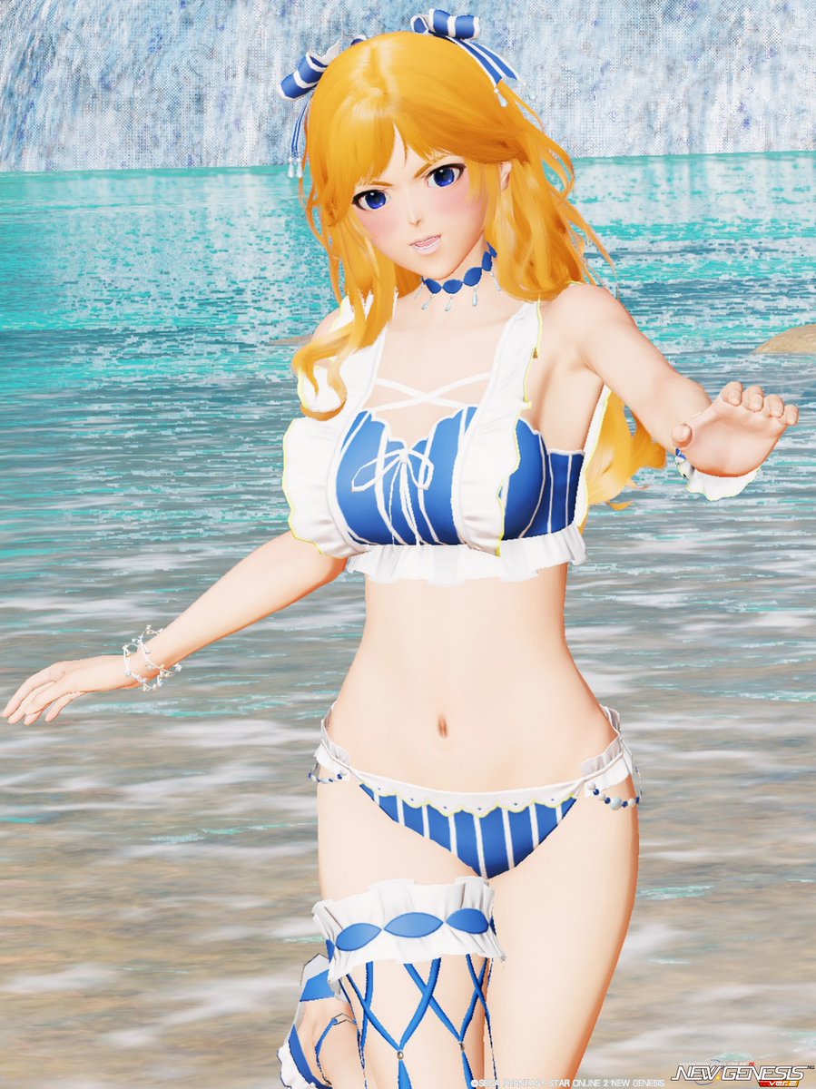 Howakano_NGS's tweet photo. 「新しい水着可愛い...？💙」
今週はメンテあるらしいですよ
#PSO2NGS_SS
#メンテの日なのでssを貼る https://t.co/K6QpFz2Wvk