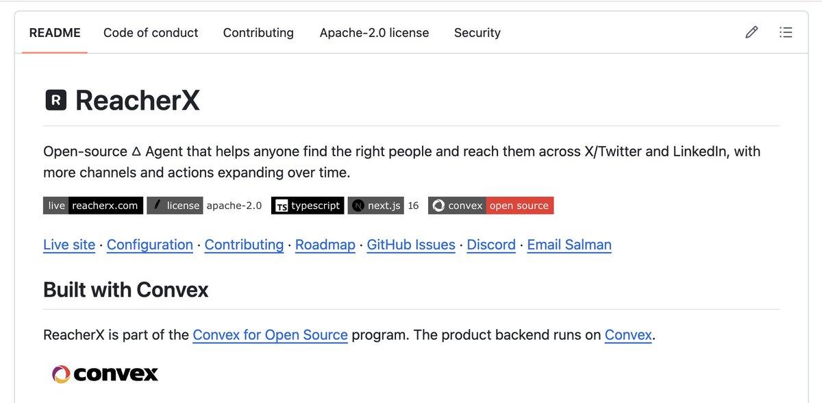 ReacherXfounder's tweet photo. I am proud to inform that 🆁 ReacherX is now part of the Convex Open Source program.

Thank you, Convex team, for supporting Open Source 🖤

Back to shipping!

#buidinpublic https://t.co/nBq3QqkoGN