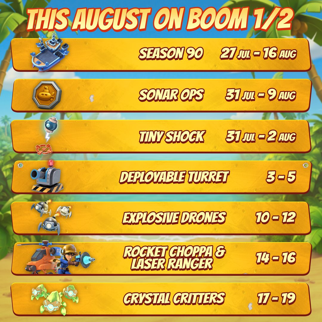 BoomBeach's tweet photo. Get ready for a month filled with fun events! 

Which one are you most excited for, Commander? https://t.co/NSCEBK2Ijv