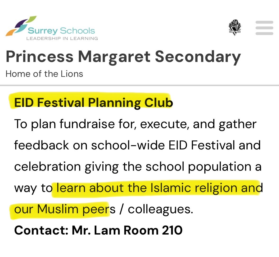 JimMcMurtry01's tweet photo. • Principal in keffiyeh
• Girls in veils
• Muslim clubs 
• Half-day of school Friday for Jummah prayer at local mosque 
• Quiet room for 5 daily prayers 
BC School Act says “no religious dogma or creed is to be taught” but @Surrey_Schools is under the spell of woke cultists. https://t.co/TzArhcsPoq
