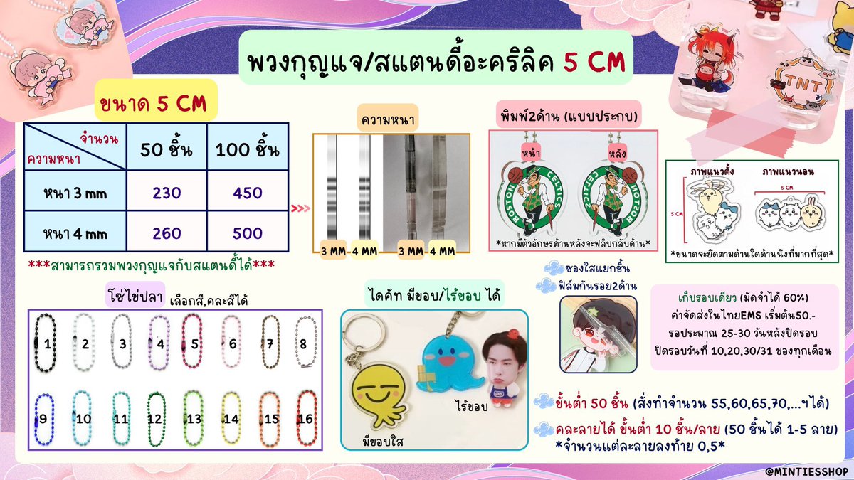 MintiesShop's tweet photo. #รับทําของแจก #รับทำgiveaway
❤️พวงกุญแจ/สแตนดี้ 5cm

-50 ชิ้น = 230฿ 

✅คละ 1-5 ลาย
✅คละพกจ กับ สตด ได้

#รับทำพวงกุญแจอะคริลิค
#GeminiConcert #รับทำของแจกหน้าคอน https://t.co/j277EzkqZD