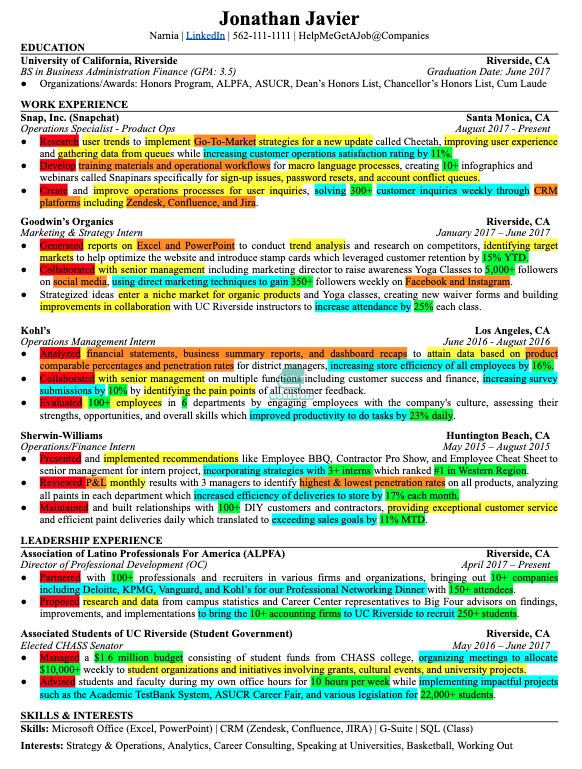 worksfess's tweet photo. work! cv ats prenly
Red = Action Verbs
Orange = Hard Skills
Not colored, but at the top = Education, kontak
Green = impact metrics
Cyan = Impact statements before the number/percentages
Yellow = soft skills

semoga bermanfaat😇🤩 https://t.co/6wp3OWnLbd