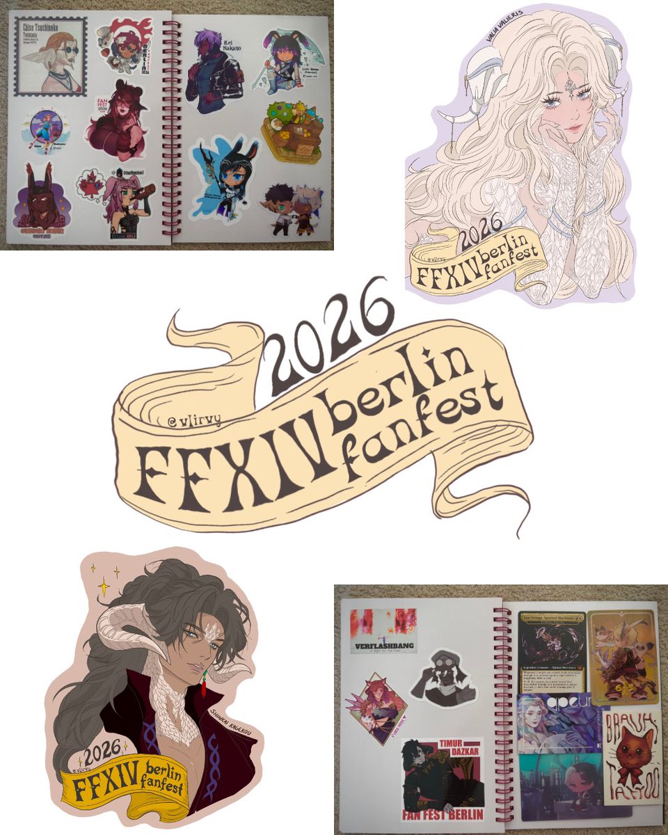 vlirvy's tweet photo. Fanfest sticker haul! Thank you for trading! I put my own on the first page (brownie points if you got both chars) and let me know if I have yours ✨
#FanFestWOLExchange #FFXIVFanFest https://t.co/obgOsYpiqP