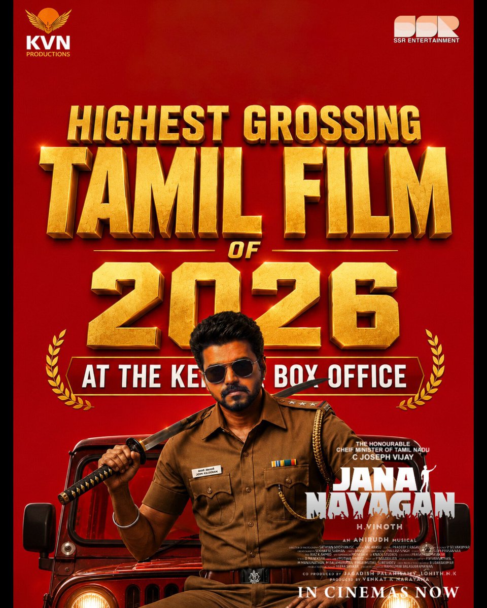 IdrishVijay's tweet photo. #JanaNayagan 2026's Highest Grossing Kollywood Movie in Karnataka &amp; Kerala..💥👑

Next Tamil Nadu &amp; Overseas 🧨

@actorvijay STARDOM 👑 https://t.co/ZjBHQwMX7r