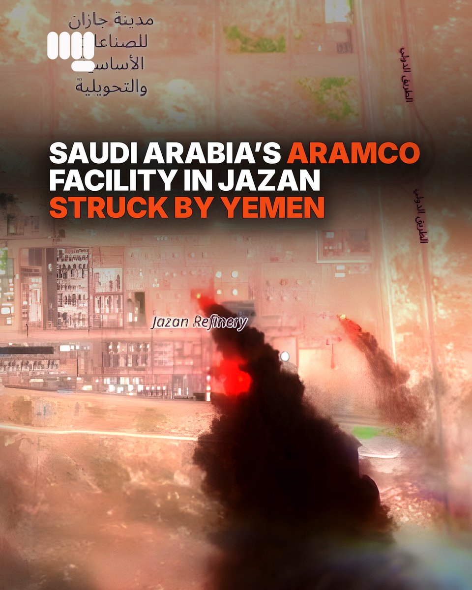 sov_media's tweet photo. On July 25th, Yemen’s armed forces led by Ansar*ll*h hit multiple targets within Saudi Arabia in retaliation for renewed Saudi bomb*ngs of Yemen.

Satellite imagery confirms that ARAMCO storage tanks were struck and pipelines in Saudi Arabia’s Jazan province. According to ARAMCO’s website, the facility is responsible for 400,000 barrels per day.

Reports show that despite the refinery being hit days ago, areas are still burning within the facility, as smoke can be seen arising from the impacted areas.

Yemen’s Ansar*ll* movement has vowed that any Saudi aggression will be met with a response. As of now, Yemeni forces continue to impose a naval blockade on the Bab Al-Mandeb Strait in response to Saudi’s aerial blockade as well as aggression against Yemen.