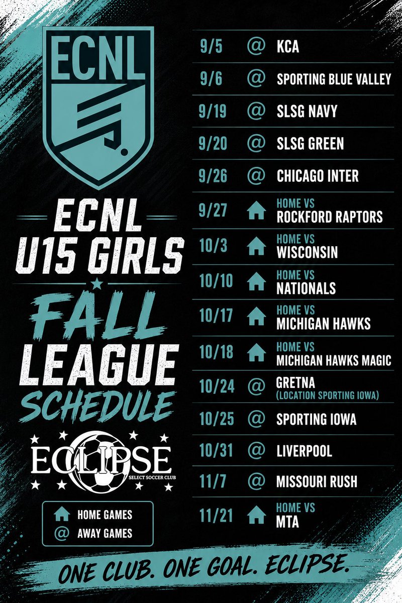 EclipseECNL2030's tweet photo. 26/27 season loading! Schedule ⬇️

#TheEclipseNation @EclipseSelectSC @ECNLgirls @TopDrawerSoccer @PrepSoccer @TheSoccerWire https://t.co/KBSjOhaDbO