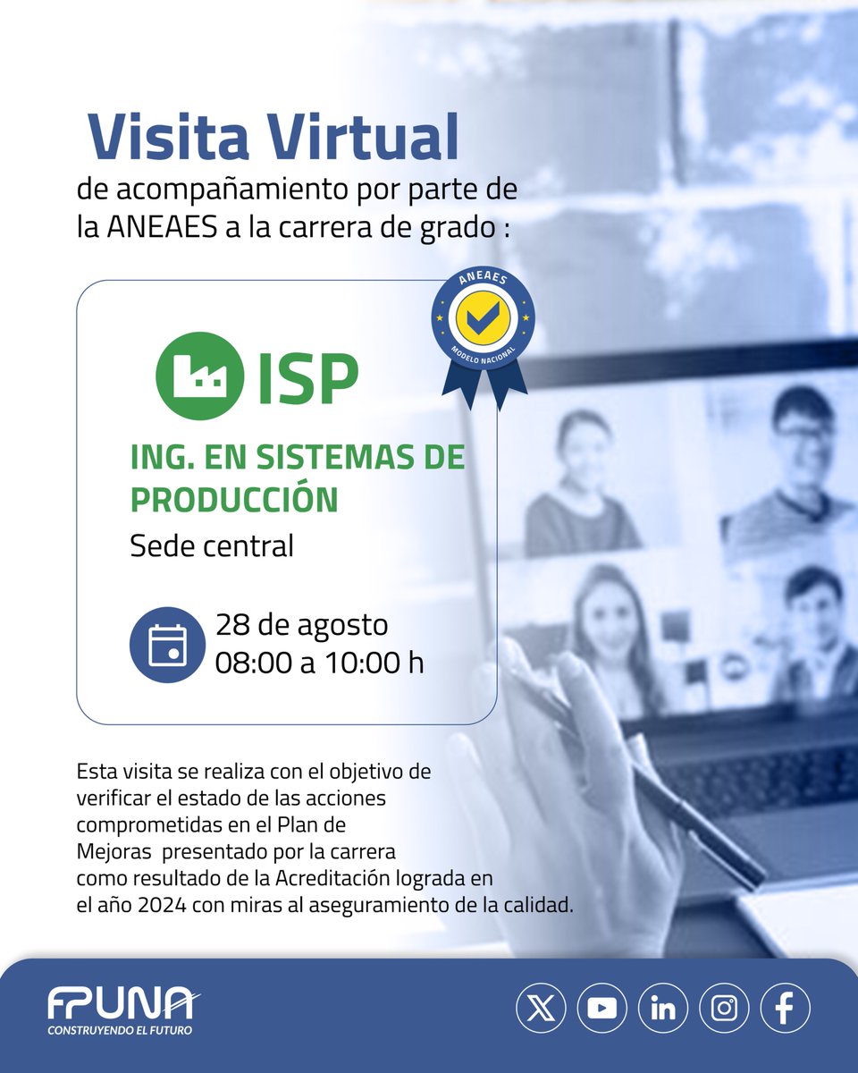 fpuna's tweet photo. 📌 Visita virtual  - Ingeniería en Sistemas de Producción

📅 28 de agosto
⏰ 08:00 a 10 :00 H https://t.co/SHKB7j7UBf
