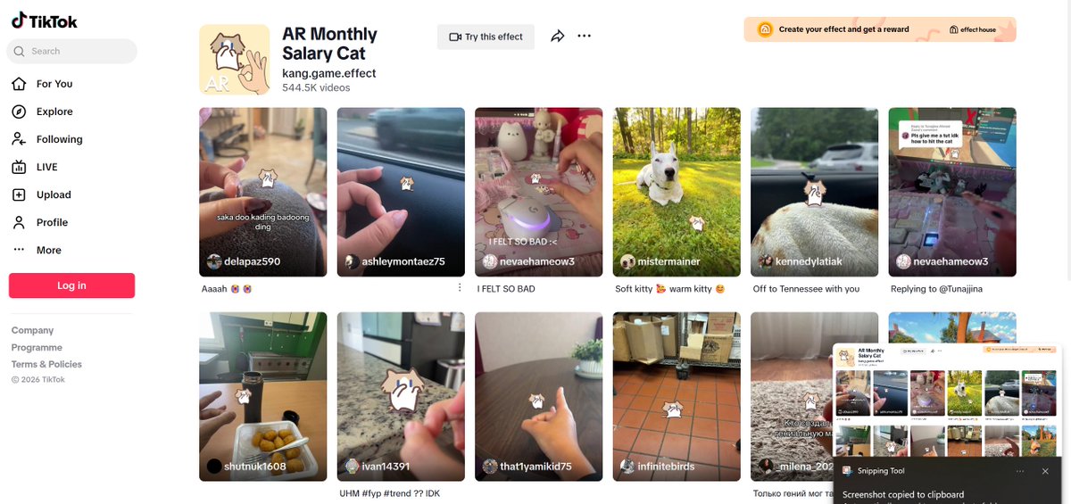 SalaryCat_Sol's tweet photo. The Salary Cat AR filter has over 540k videos posted with it in just a few weeks. 

Grok predicts that's well over 500 million views.

Salary Cat has already gone giga viral in China over the past month and now it's going viral in the west.

Millions and millions are now aware, mindshare has been formed

crime szn and cat szn is upon us