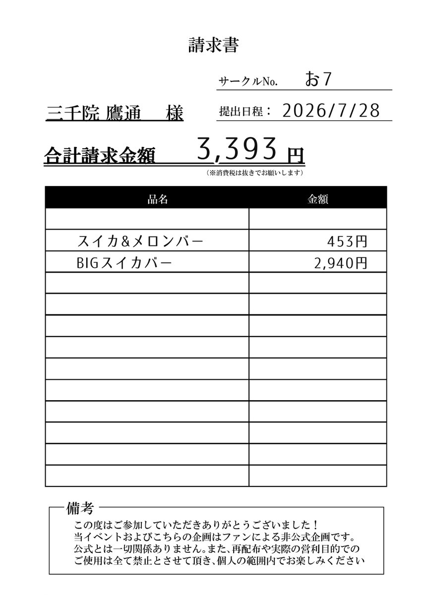 ichu_pokoron's tweet photo. エアスケブのもツケました

#チュウ房オンリー
#チュウ房オンリー_領収書 https://t.co/S45FkLgoN3