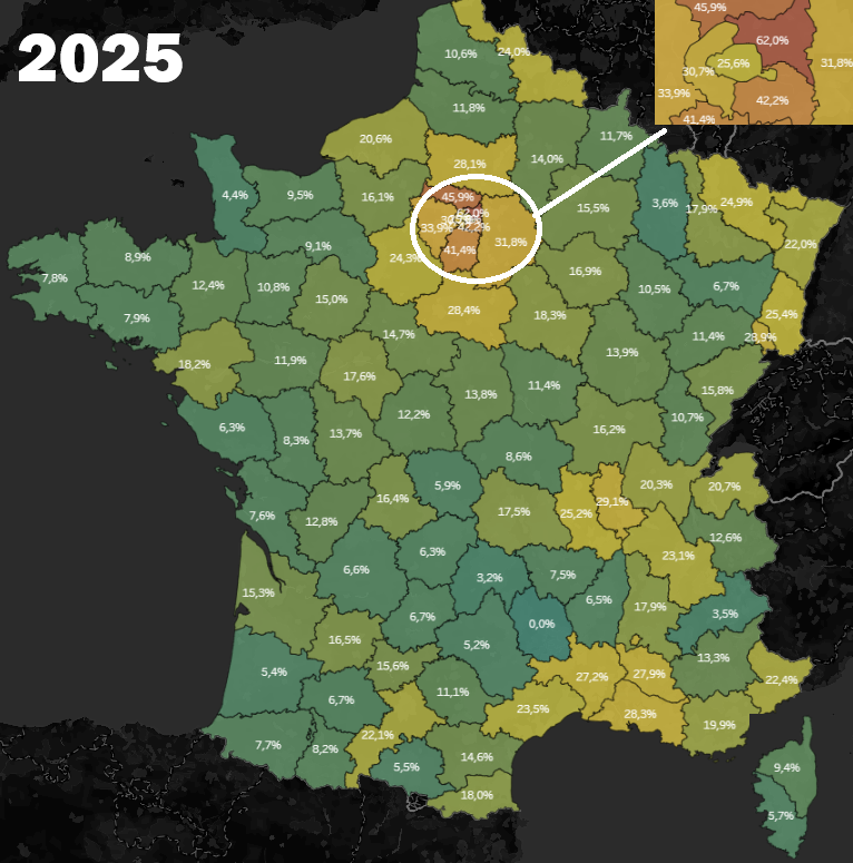 F_Desouche's tweet photo. Baromètre du prénom arabo-musulman 2025.
Au niveau départemental, plusieurs départements approchent et dépassent des taux d'une naissance sur 3. 
Record pour la Seine-Saint-Denis avec 62% des naissances
https://t.co/dawIM4LR7P https://t.co/zhiF5TXfbL