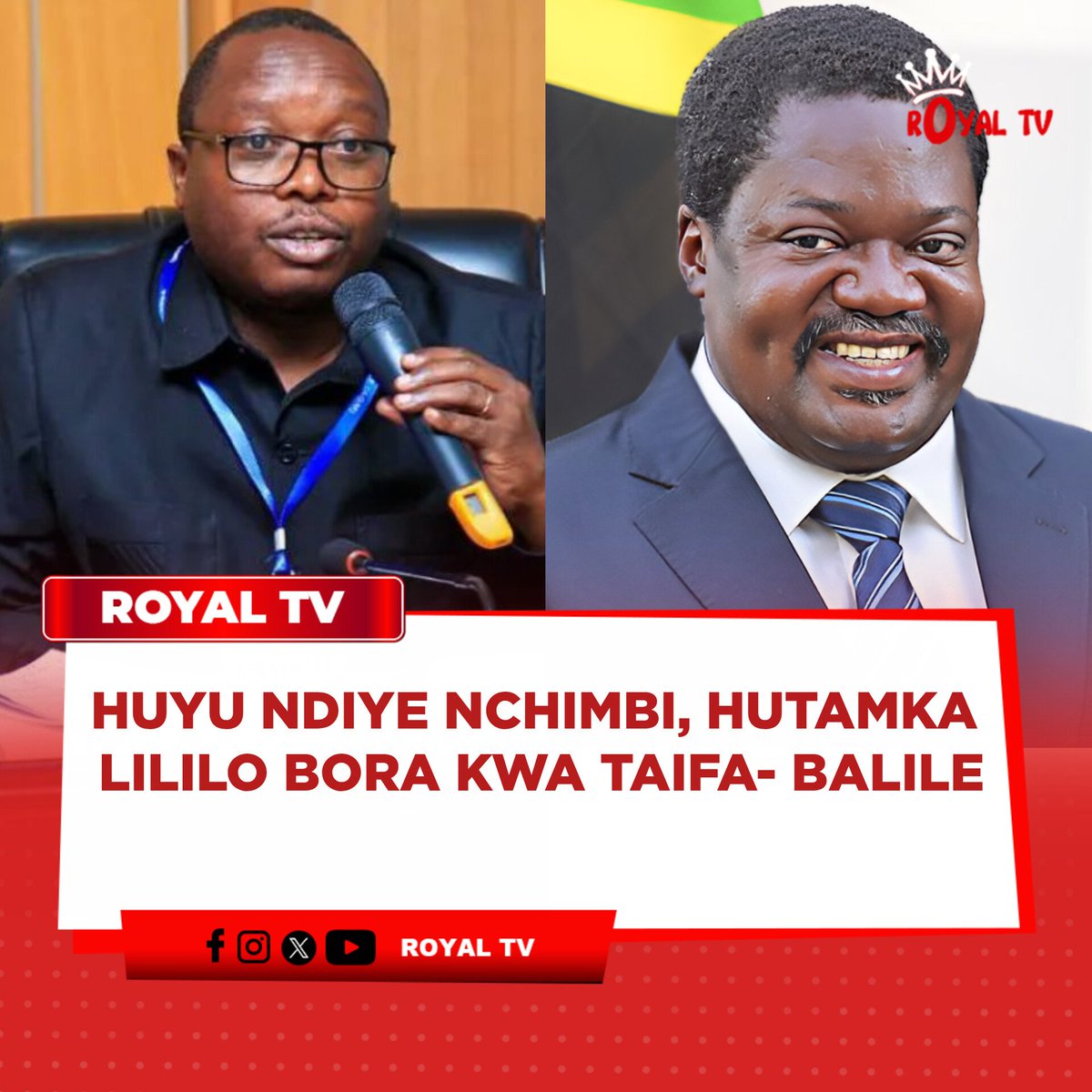 royalmediatz's tweet photo. Mwandishi mkongwe wa habari na Mwenyekiti wa Jukwaa la Wahariri Tanzania (TEF), Deodatus Balile, amesema kauli ya Makamu wa Rais wa Jamhuri ya Muungano wa Tanzania, Balozi Dk. Emmanuel Nchimbi, kuhusu umuhimu wa Watanzania kupata Katiba Mpya, imeonyesha ujasiri wa kisiasa na uzalendo, akisisitiza kuwa "huyu ndiye Nchimbi ninayemjua, hutamka lililo bora kwa taifa."

Balile ametoa kauli hiyo katika makala yake iliyochapishwa leo Jumanne, Julai 28, 2026, akieleza kuwa kauli ya Dkt. Nchimbi inapaswa kuungwa mkono kwa hoja kwa kuwa inalenga kujenga misingi imara ya utawala bora na maendeleo ya taifa.

"Ndiye Dkt. Nchimbi nimjuaye. Anatamka lililo bora kwa taifa, si kwa masilahi yake binafsi. Taifa linapopata Katiba nzuri, halijengi tu sheria ya leo; linajenga kinga ya haki, amani, demokrasia na maendeleo kwa vizazi vijavyo," ameandika Balile.

Katika makala hiyo, Balile amerejea hotuba ya Makamu wa Rais aliyotoa wakati wa ufunguzi wa Mkutano wa 15 wa Mwaka wa Mtandao wa Watetezi wa Haki za Binadamu Tanzania (THRDC), uliofanyika Julai 24, 2026, katika Ukumbi wa Mlimani City, Dar es Salaam.

Kwa mujibu wa Balile, Dkt. Nchimbi alisema iwapo angepewa nafasi ya kutoa ujumbe mmoja tu kwa Watanzania, angesema: "Pambaneni mpate Katiba Mpya."

Balile amesema Makamu wa Rais alisisitiza kuwa Katiba ndiyo sheria mama na kwamba kupatikana kwa Katiba Mpya yenye misingi bora kutasaidia kuondoa changamoto zinazotokana na sheria nyingine zinazokwenda kinyume na haki na misingi ya utawala bora.

Aidha, amesema Dkt. Nchimbi alikumbusha kuwa mchakato wa Katiba Mpya umekuwa ukizungumzwa kwa zaidi ya miaka 40 na kwamba jitihada zilizowahi kuanzishwa na Serikali ya Awamu ya Nne zilikwama, hivyo kuna umuhimu wa kuufufua na kuukamilisha.

Balile pia amegusia pongezi zilizotolewa na Askofu Dkt. Benson Bagonza kwa kauli ya Makamu wa Rais, akieleza kuwa ni jambo la kupongezwa viongozi wanapopewa sifa wanapozungumza mambo yenye masilahi ya taifa, kama ambavyo hukosolewa wanapokosea.

Katika uchambuzi wake, Balile amesema Katiba Mpya si ajenda ya chama cha siasa wala kundi fulani, bali ni ajenda ya Watanzania wote kwa kuwa ndiyo msingi wa sheria zote za nchi.

Amenukuu Ibara ya 64(5) ya Katiba ya Jamhuri ya Muungano wa Tanzania ya mwaka 1977 inayotamka kuwa Katiba ndiyo sheria kuu ya nchi na kwamba sheria yoyote inayokiuka masharti yake huwa batili kwa kiwango cha ukiukwaji huo.

Kwa mujibu wa Balile, Katiba Mpya inaweza kuimarisha ulinzi wa haki za binadamu, utawala wa sheria, uwajibikaji wa viongozi, mgawanyo wa madaraka, uhuru wa taasisi pamoja na uchaguzi unaoaminika.

Amesema faida kubwa ya Katiba imara ni kwamba hulinda taifa dhidi ya kutegemea ubora au udhaifu wa viongozi binafsi, kwa kuweka kanuni zinazopaswa kuheshimiwa na kila anayeshika madaraka.

Balile amebainisha kuwa Rais Samia Suluhu Hassan amekuwa akisisitiza dhamira ya kukamilisha mchakato wa Katiba Mpya, huku Ilani ya CCM ya mwaka 2025–2030 pia ikiahidi kuhuisha na kukamilisha mchakato huo.

Amehitimisha kwa kuwataka Watanzania kuendelea kudai Katiba Mpya kwa njia za kikatiba, kupitia majadiliano na maridhiano, huku akihoji ni nani anayekwamisha utekelezaji wa ahadi hiyo wakati viongozi wakuu wa nchi na chama tawala wameonyesha kuunga mkono mchakato huo.

"Muda umefika nchi yetu ipate Katiba Mpya. Rais anaipenda Katiba Mpya, Ilani ya CCM imeahidi Katiba Mpya, viongozi wengi wanaitaka Katiba Mpya. Swali linabaki moja; nani anayekwamisha Katiba Mpya isije?" amehoji Balile.