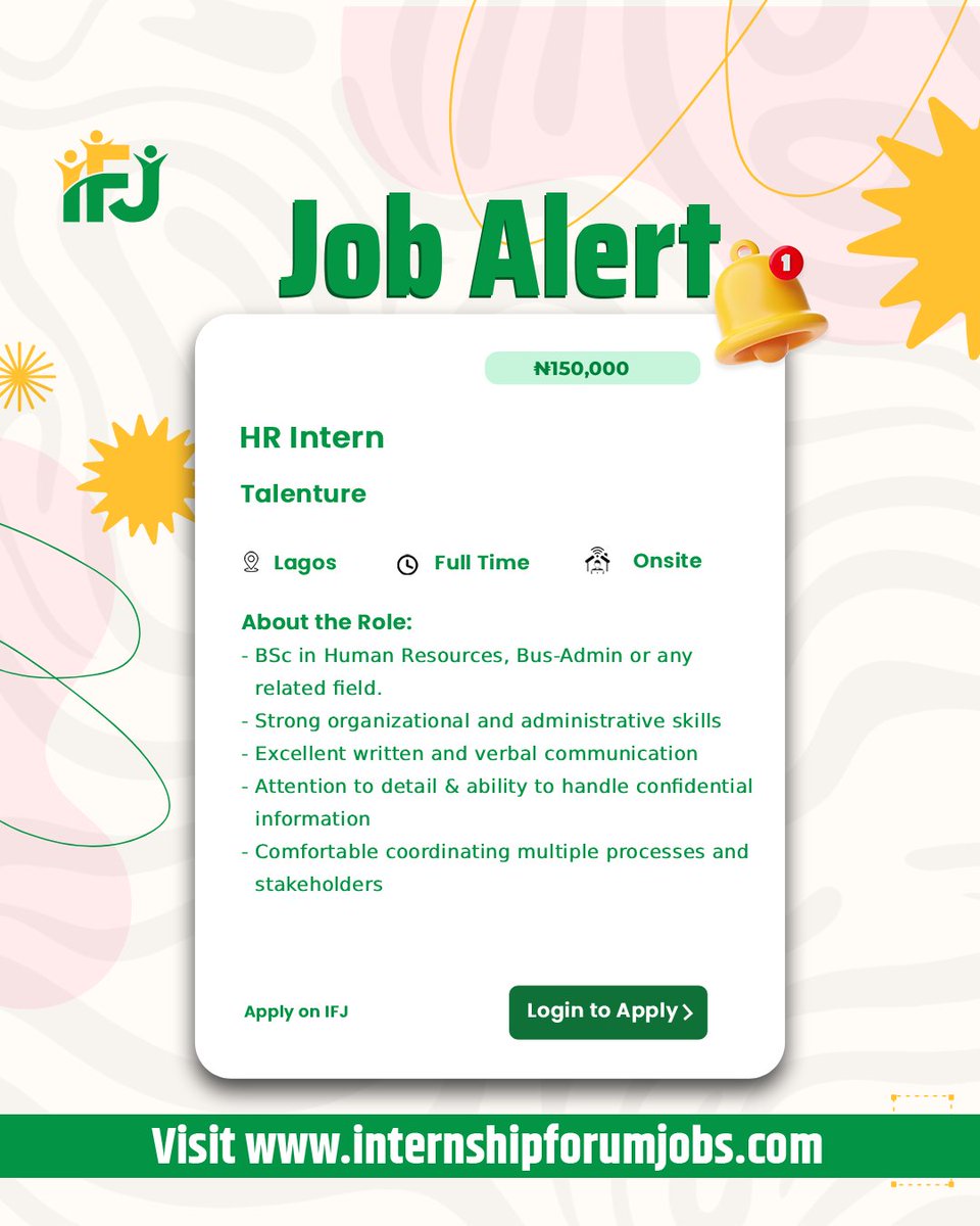 internship60831's tweet photo. Talenture is recruiting HR Intern

Link to apply: https://t.co/eNEWLycXeZ

Channel: https://t.co/ZgyK9SDQnW

#JobAlert #GraduateJobs #NigeriaJobs #CareerOpportunity #InternshipForumJob https://t.co/SDDtlNKrl4