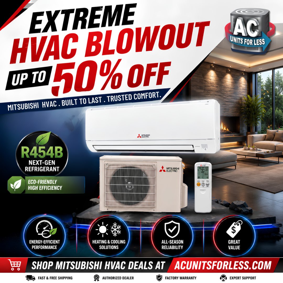 Acunitsfor35915's tweet photo. 🔥 Mitsubishi HVAC Blowout!

💥 Up to 50% OFF
🚚 Fast &amp; FREE Shipping
✅ R-454B Refrigerant
✅ Energy-Efficient Heating &amp; Cooling
✅ Factory Warranty
✅ Authorized Dealer

📞 678-535-7176
🌐 https://t.co/drtsRkIGsL
#MitsubishiElectric #HVACSale #R454B #HeatPump #ACUnitsForLess https://t.co/NFhSh9SIlr