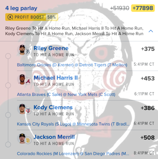 Jigsawbets's tweet photo. 7/28 HR Parlay https://t.co/kDPsKRjQyP