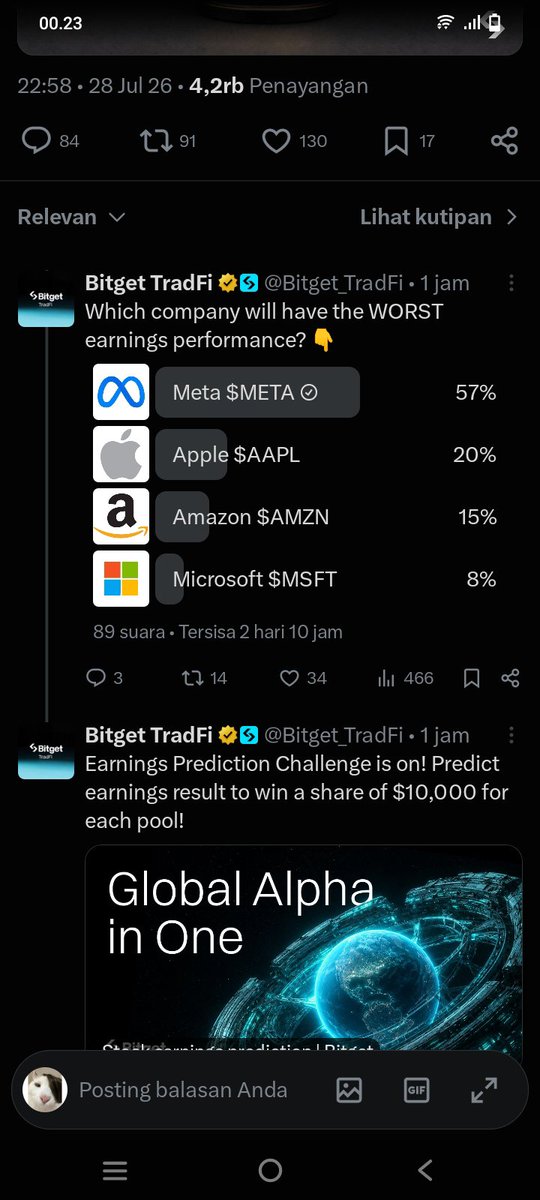 abaik1380's tweet photo. @Bitget_TradFi $META — Great earnings, but the stock still chose violence. Looks like even Wall Street wants fewer meetings in the metaverse. https://t.co/B2PO3LUEH7