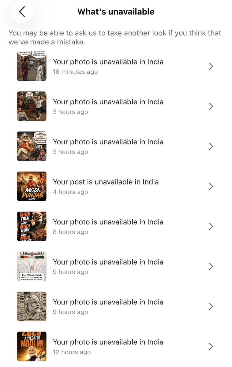TajinderBagga's tweet photo. Instagram has deleted or restricted several pro Modi posts and posts exposing the Opposition from my account in India within just a few hours.

This is not moderation. This is blatant political censorship.

@instagram and @MetaIndia must explain this bias and restore the posts immediately.
 
CC @narendramodi Ji @AshwiniVaishnaw Ji
