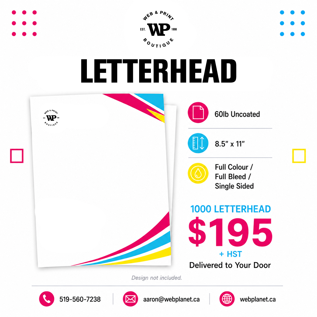 webplanetca's tweet photo. Give every quote, invoice, proposal, and letter a polished, professional look with custom printed letterhead.
✔️ 8.5" × 11"
✔️ 60lb Uncoated
✔️ Full Colour / Full Bleed / Single Sided
1000 Letterhead – Only $195+HST Delivered!

519-560-7238
aaron@webplanet.ca

Design not incl. https://t.co/kGk3xQnDbe
