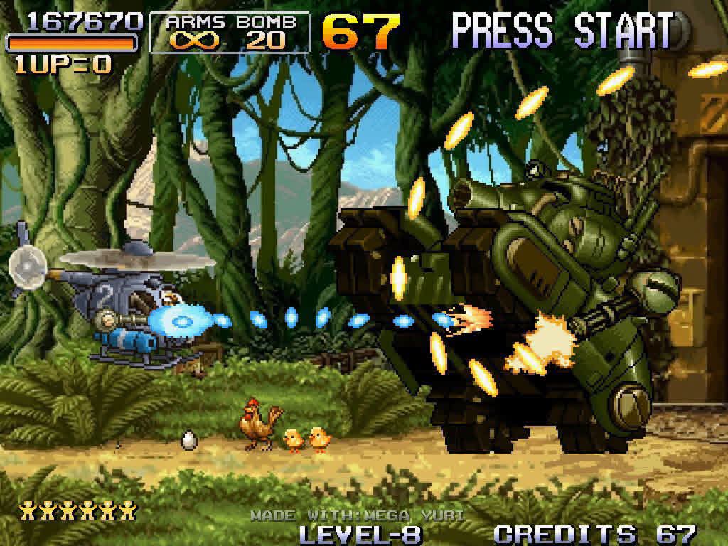 MemeSlugAttack's tweet photo. Slug Chopper FAKE gameplay
You guys really liked my slug copter variant so I decided to make it like a Fanmade screenshot gameplay.
That helicopter 🚁 fighting the Metal Rear EX from MSA
In collocation with @MegaYuri5
#metalslug #metalslugattack #MSA #MSAR https://t.co/nuk5x4LvEg