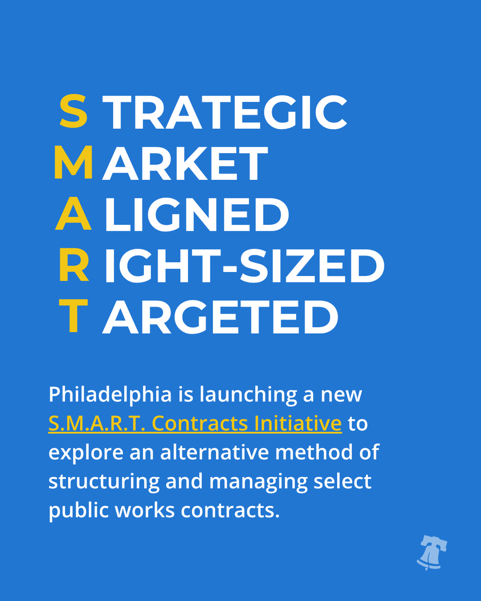 PhillyOTIS's tweet photo. We're looking for input to help guide the S.M.A.R.T Contracts Initiative. This will inform how we structure the public works contracting process, with the goal of expanding contracting opportunities for small and local businesses. https://t.co/IpibECgH1l