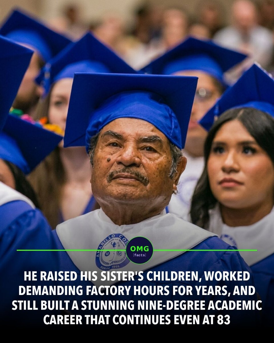 OMGFacts's tweet photo. 🎓 83-year-old just earned his 9th degree.

Feliciano Paredes worked meatpacking, raised 5 kids.

Age is no limit to learning.

Sources: CNN, GMA

#omgfacts #Education #Inspiration https://t.co/Z2Iri3ayfD