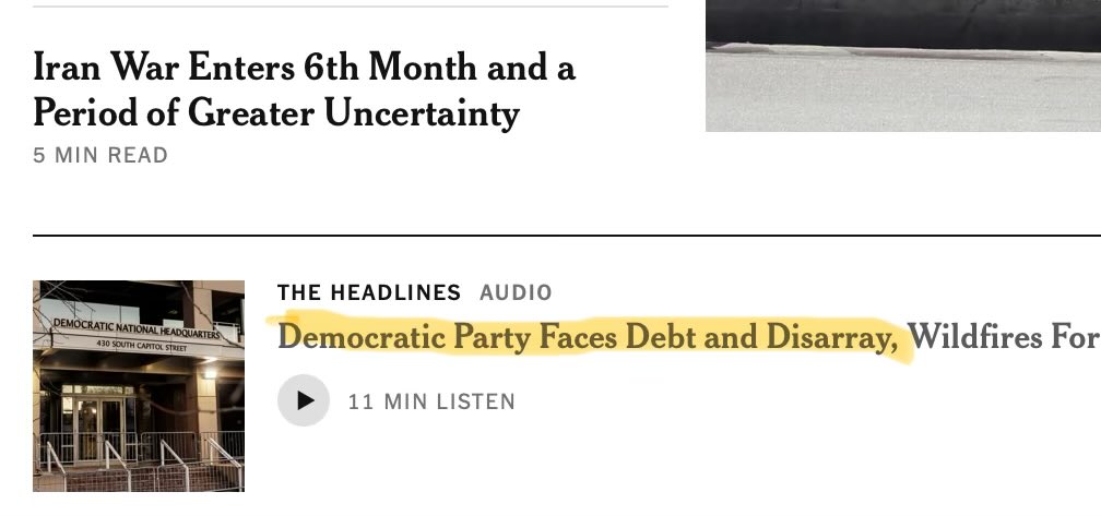 manny2016ny's tweet photo. So predictable that it’s a meme, yet it never fucking fails. “Dems in disarray”. Cc @DougJBalloon - fuck @nytimes https://t.co/6AyxTOKgPM