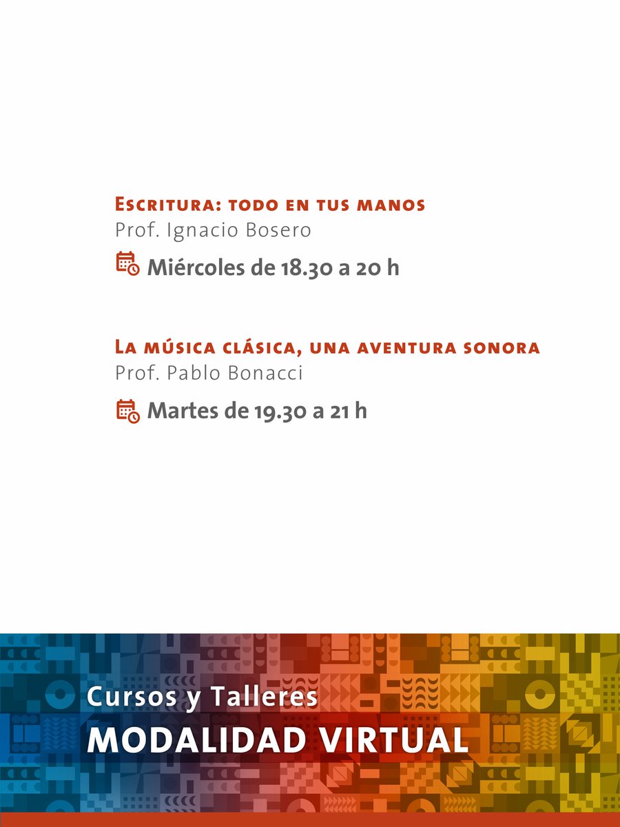extensionUNNOBA's tweet photo. 📌Cultura General - Segundo Semestre 2026

👉 Deslizá para conocer toda la oferta de cursos y talleres presenciales y virtuales de Cultura General en 📍Junín

Inscripciones abiertas del 3 al 21 de agosto, de 9 a 18 h❗

🗓️Inicio de actividades: Semana del 24 de agosto 📌 https://t.co/Qr3enhl26I