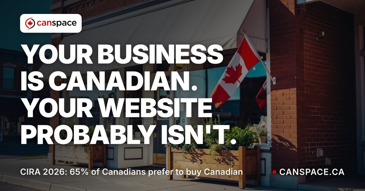 canspace_ca's tweet photo. CIRA 2026: 73% of Canadians are comfortable buying on a Canadian website. Only 42% on a US one. Most Canadian small business sites still run on American infrastructure. How to check yours:

https://t.co/hqfj0YO0ax https://t.co/Xt2A74J56A