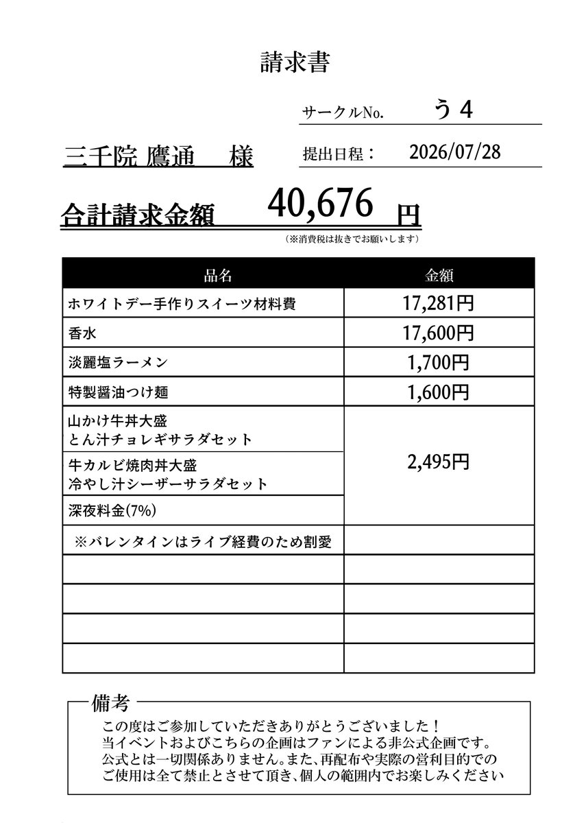magibana_ks's tweet photo. #チュウ房オンリー
#チュウ房オンリー_領収書
ギリギリですみません！
改めましてオンリーお疲れ様でした！ https://t.co/YAiA7ZZzkK