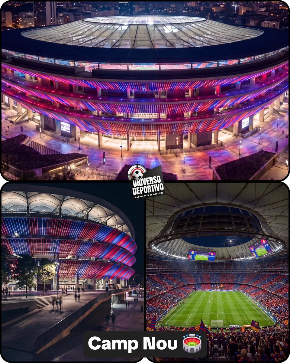 UnivDepo's tweet photo. 🔜 De esta manera se verá el Camp Nou 🏟 de Barcelona.

⭐️ Una vez finalizada la obra será espectacular visitar el nuevo Camp Nou.

#campnou #FCBarcelona #LaLiga https://t.co/N72BSjU9XY