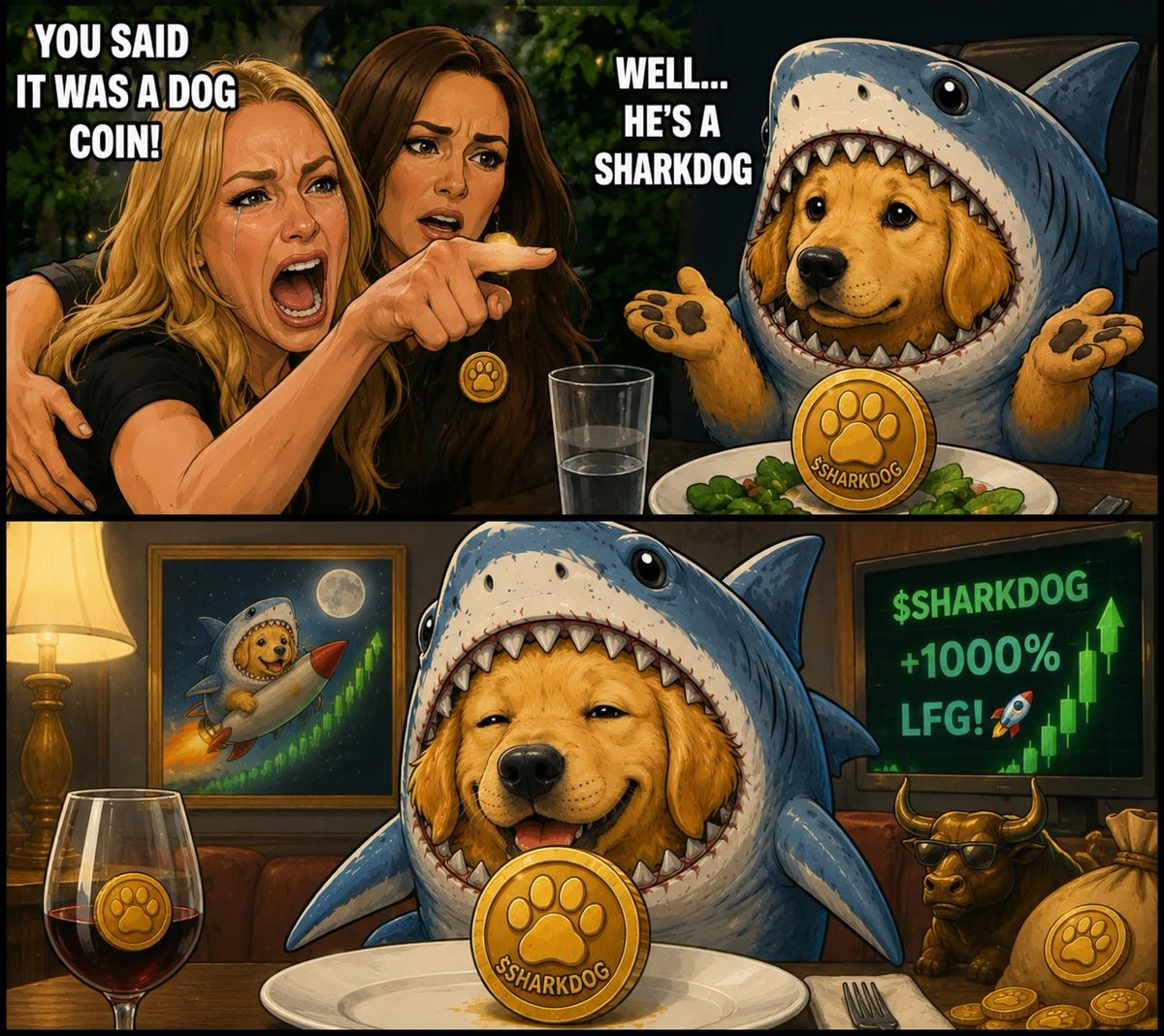 PopeBlockchain's tweet photo. @Sharkdogoffical Hello @Sharkdogoffical my entry for the event https://t.co/Tipkzt16fl
