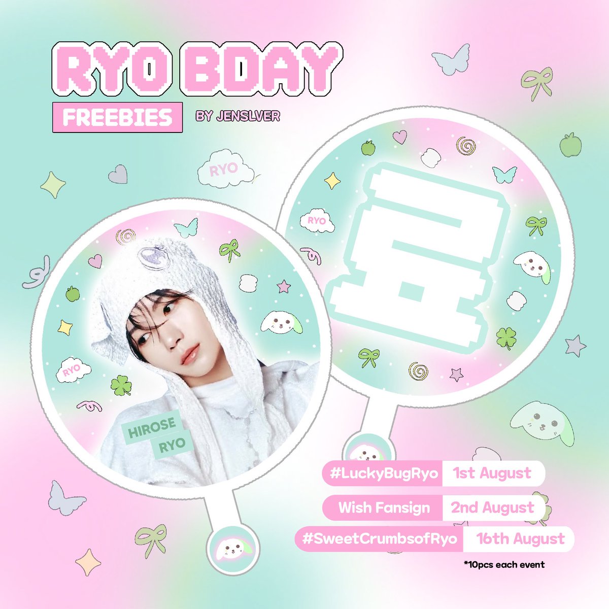 jenslver's tweet photo. 𝜗𝜚⋆₊˚ ryo birthday freebies 
             by @jenslver  — 𝜗𝜚⋆₊˚

📍#LuckyBugRyo
📍#NCTWISHinKL fansign
📍#SweetCrumbsofRyo 

rt, like and find me on d-day ! just say hai 💗only 10pcs per event ^_^💗 see u guys soon >_< https://t.co/IS6vz33k6m