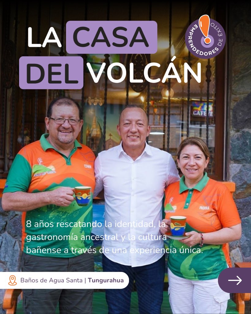 congope_ec's tweet photo. Más que una cafetería, La Casa del Volcán preserva la historia y la gastronomía ancestral de Baños. Para el presidente Clemente Bravo, impulsar emprendimientos turísticos significa fortalecer la identidad territorial y crear nuevas oportunidades de desarrollo.
#EmprendedoresDeÉxito #CONGOPE #Tungurahua #Turismo #DesarrolloProductivo