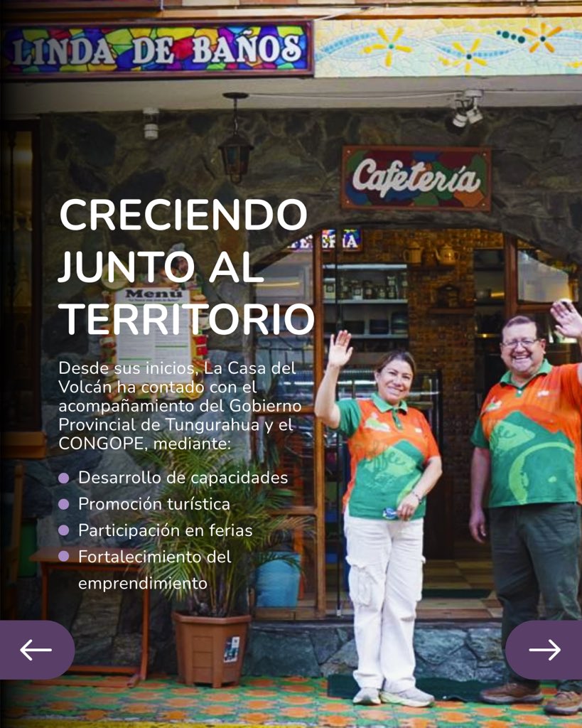 congope_ec's tweet photo. Más que una cafetería, La Casa del Volcán preserva la historia y la gastronomía ancestral de Baños. Para el presidente Clemente Bravo, impulsar emprendimientos turísticos significa fortalecer la identidad territorial y crear nuevas oportunidades de desarrollo.
#EmprendedoresDeÉxito #CONGOPE #Tungurahua #Turismo #DesarrolloProductivo