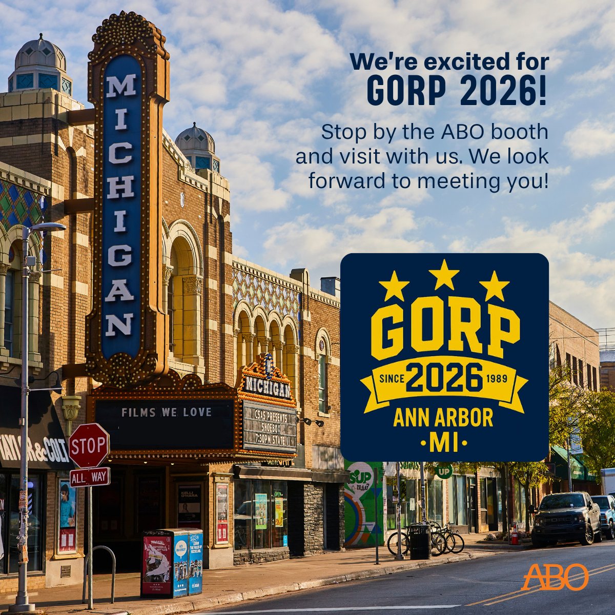ABOrthodontics's tweet photo. We're heading to GORP 2026 in Michigan!

ABO President Dr. P. Emile Rossouw speaks on Saturday, August 1, at 1:15 pm, and at the ABO booth, Certification Coordinator Nicole Huson &amp; Clinical Exam Coordinator Kim Koch are available to answer questions about board certification. https://t.co/9N4JVf38p4