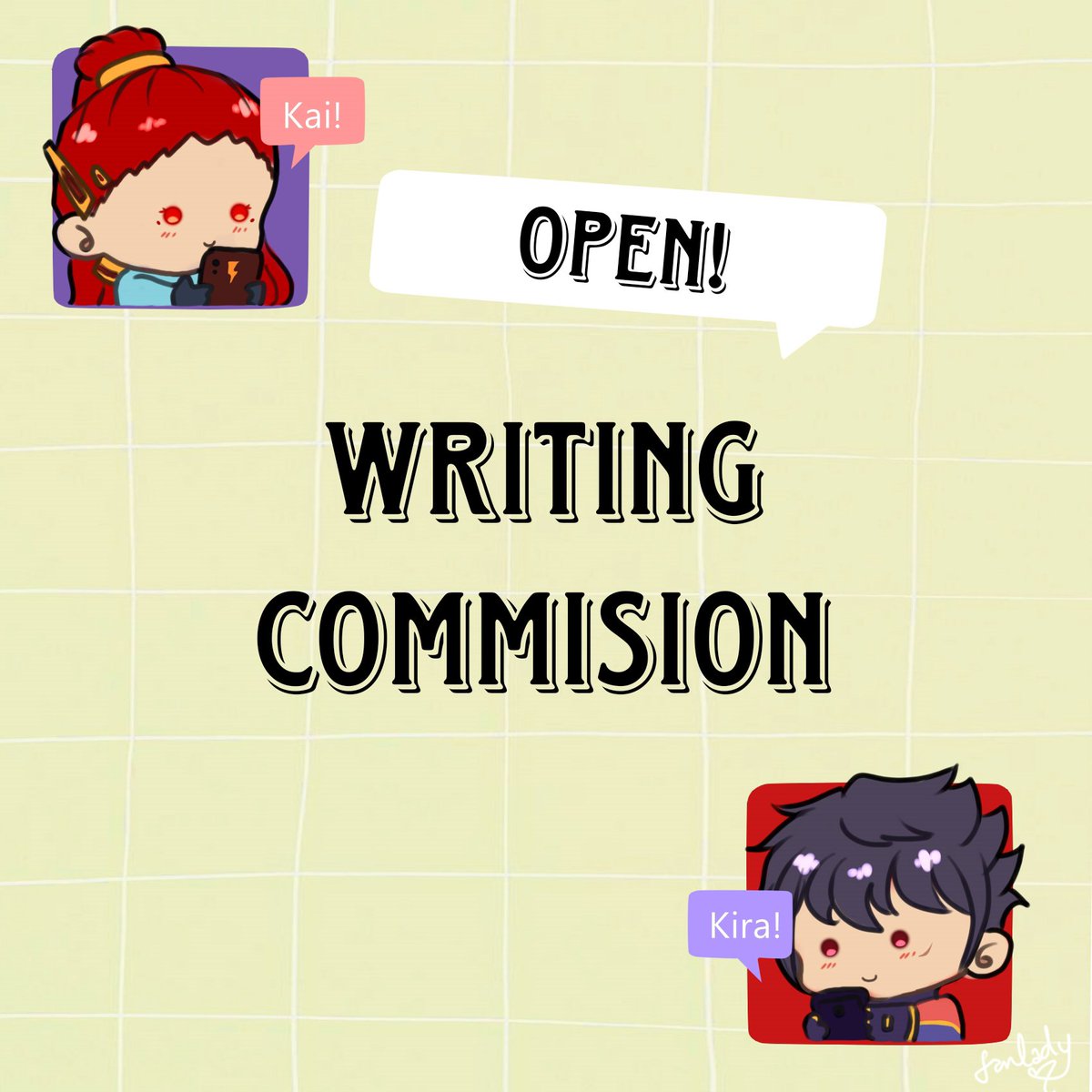 corneliaaa17's tweet photo. Halo! Aku buka writing commission (bahasa Indonesia) untuk 5 slot. BU banget buat kebutuhan makan :')

Like dan share akan sangat membantu! 

#commissionㅤ #zonauang https://t.co/8OWPq0oxee