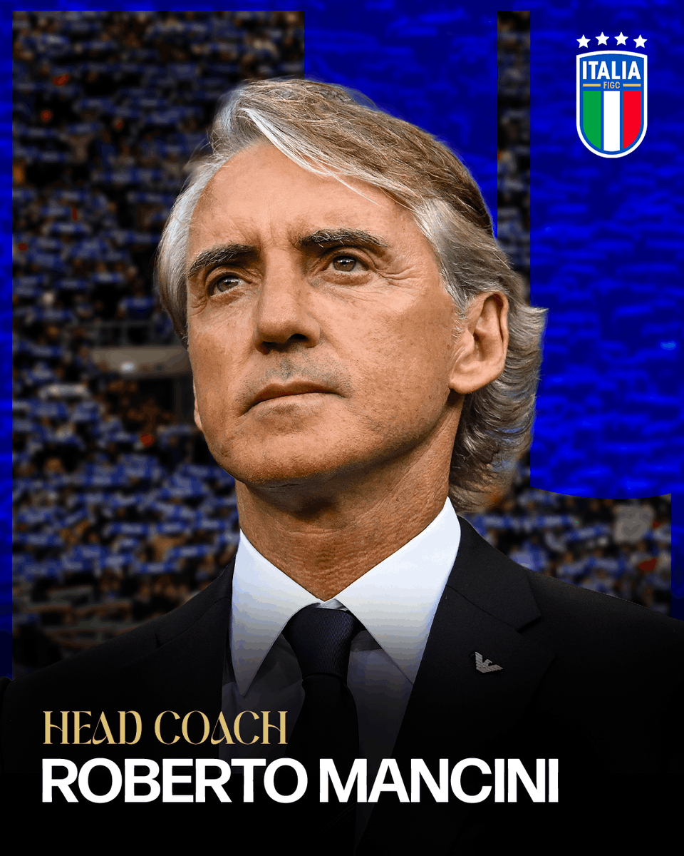 Azzurri_En's tweet photo. Roberto Mancini is the new Head Coach of the Azzurri 🇮🇹💙

#Azzurri #VivoAzzurro https://t.co/s4yNi6sUUQ