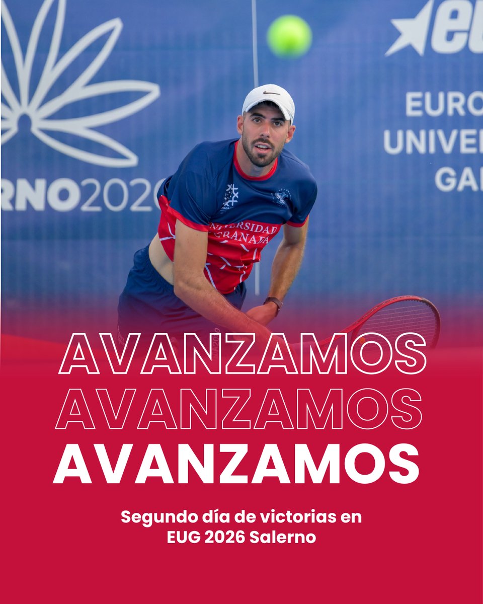 DeportesUGR's tweet photo. 🎾 Segunda jornada y segunda victoria para nuestro equipo masculino de tenis en los #EUG2026.

La UGR supera por 3-0 a la German Sport University Cologne, sin ceder ningún set.

✅ 6 partidos disputados
✅ 6 victorias

¡Pleno y a seguir! 💪🔥

#DeportesUGR #VamosUGR https://t.co/tQyu9erjgx