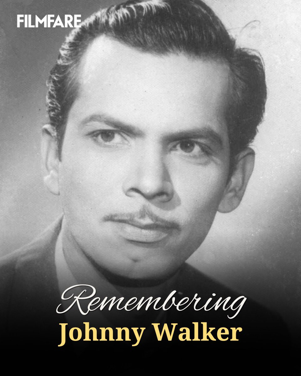 filmfare's tweet photo. A true master of laughter and an irreplaceable icon of Hindi cinema. Remembering #JohnnyWalker on his death anniversary and celebrating a legacy that continues to live on through his unforgettable films. ✨
#RememberingJohnnyWalker #DeathAnniversary https://t.co/fIQr7zqMjF