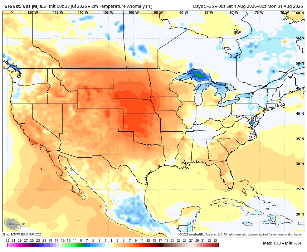 BigJoeBastardi's tweet photo. There are unprecedented events going on right now, bigger than hot or cold.  In the winter of 23-24 we saw the most rapid warming of SST east of Australia in an el nino ever recorded.  We have 3 record ( for time of year) "hot spots" in the Pacific ( 40n, the dateline, EPAC west of Mexico, and the ENSO), and last but not least, A stuck phase 6 MJO coming up in August, which is really nuts  as the only phase 6 in August have occurred in much weaker El Niños. So that part of the atmospheric response is opposite of what we would expect looking at previous events. Now here is the real kicker. Phase 6 in August is quite cool. Models are anything but that in the plains and west. Meanwhile, last winter, phase 6, the kiss of death for cold in winter, was one of only 2 cases of cold coming in phase 6 ( the other was 1986, which is one of the years a phase 6 occurred in August with a coming El nino