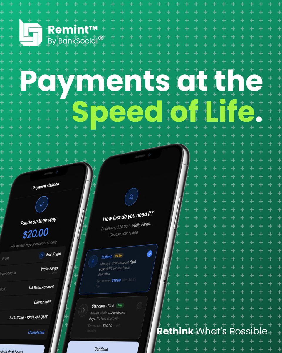 BANKSOCIALio's tweet photo. Waiting 2-3 business days to move your own money isn't normal.

BankSocial Wallet runs on FedNow, RTP, and stablecoin rails, instant, every time.

#BankSocial #RealTimePayments https://t.co/nx4X5PxWus
