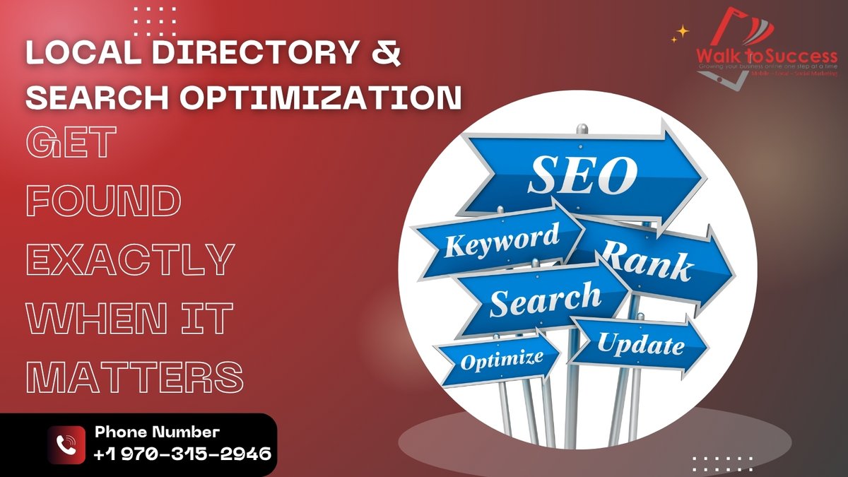 WalkToSuccess's tweet photo. At Walk to Success Marketing, we refine your listings, optimize your web pages, and align your brand message so you appear prominently when local customers search for your services.
Claim your digital authority at https://t.co/hVl3vfAf60 https://t.co/nbHj8c4F8u