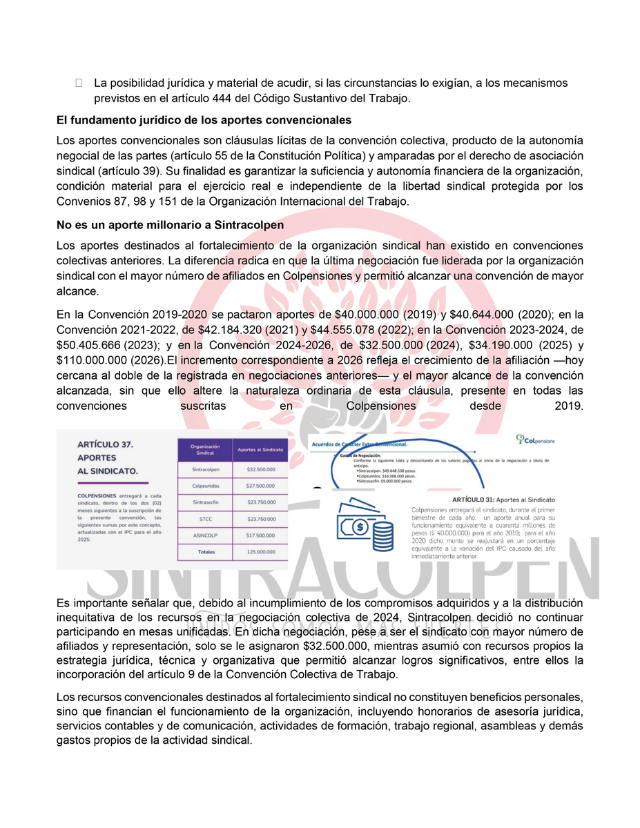 Of_Sintracolpen's tweet photo. Rechazamos la estigmatización del sindicalismo. Respondemos con argumentos, transparencia y sustento jurídico a la publicación de @RevistaSemana. Defender a Sintracolpen es defender la negociación colectiva y los derechos de las y los trabajadores de @Colpensiones✊@cutcolombia https://t.co/ugd7BqNRDZ