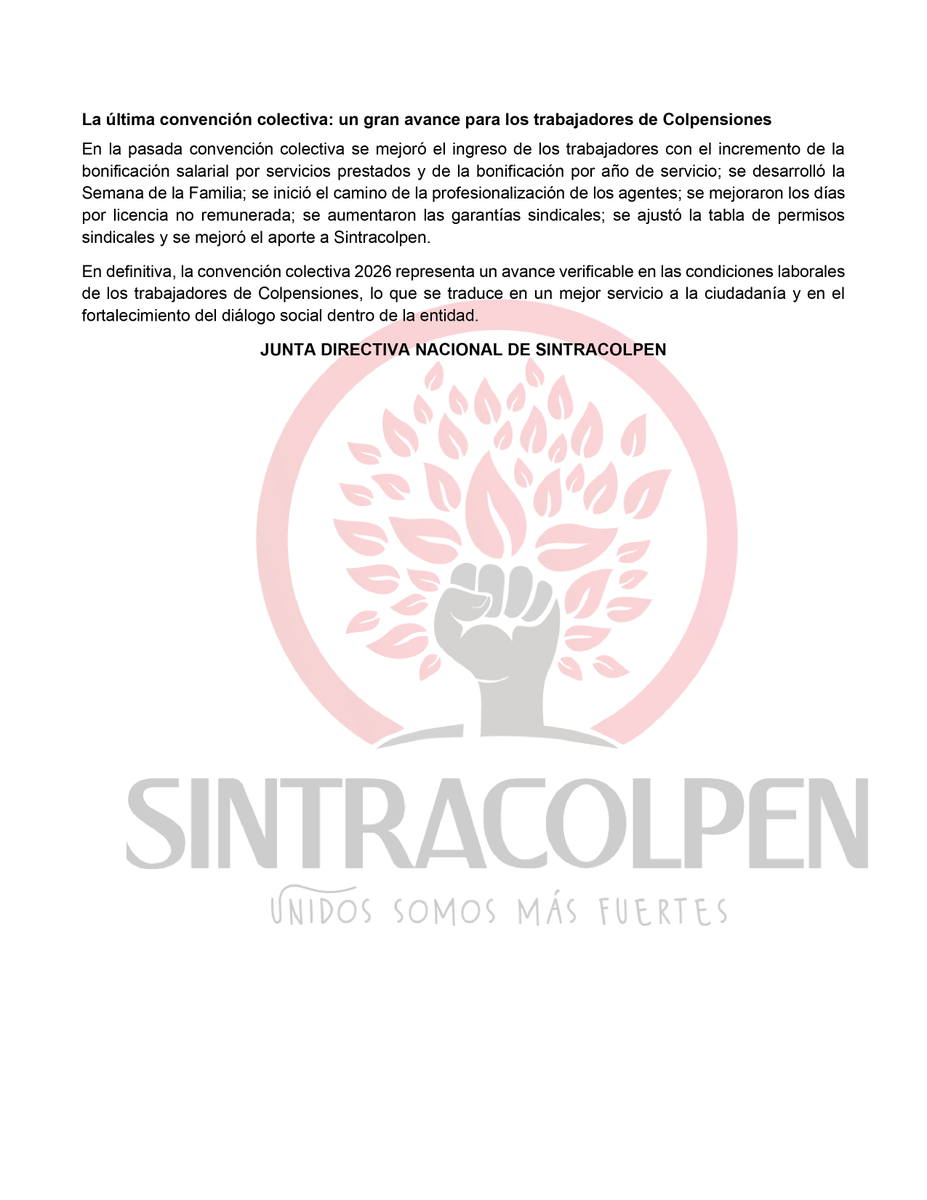 Of_Sintracolpen's tweet photo. Rechazamos la estigmatización del sindicalismo. Respondemos con argumentos, transparencia y sustento jurídico a la publicación de @RevistaSemana. Defender a Sintracolpen es defender la negociación colectiva y los derechos de las y los trabajadores de @Colpensiones✊@cutcolombia https://t.co/ugd7BqNRDZ