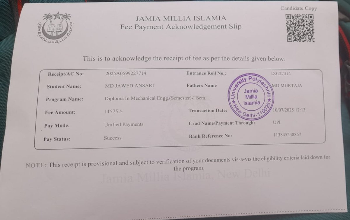 faizulhaque95's tweet photo. Help an Orphan Student Complete His Engineering Degree.

An orphan boy from my village beat all odds to clear the entrance exam for Jamia Millia Islamia's Diploma in Engineering.
He had nearly given up his education because he couldn't afford to live and study in Delhi.
Alhamdulillah, with support, he made it through Year 1.

Now in his second year, he urgently needs help to stay in school:
2nd Year Fee: ₹9,775. 

Please consider contributing to help him complete his education and build a secure future.

Account Name: Jawed Ansari 
Bank Name:  SBI (Basaitha Chawk) 
Account Number: 41571283492
IFSC Code: SBIN0015753
UPI ID: 8877217811@ibl