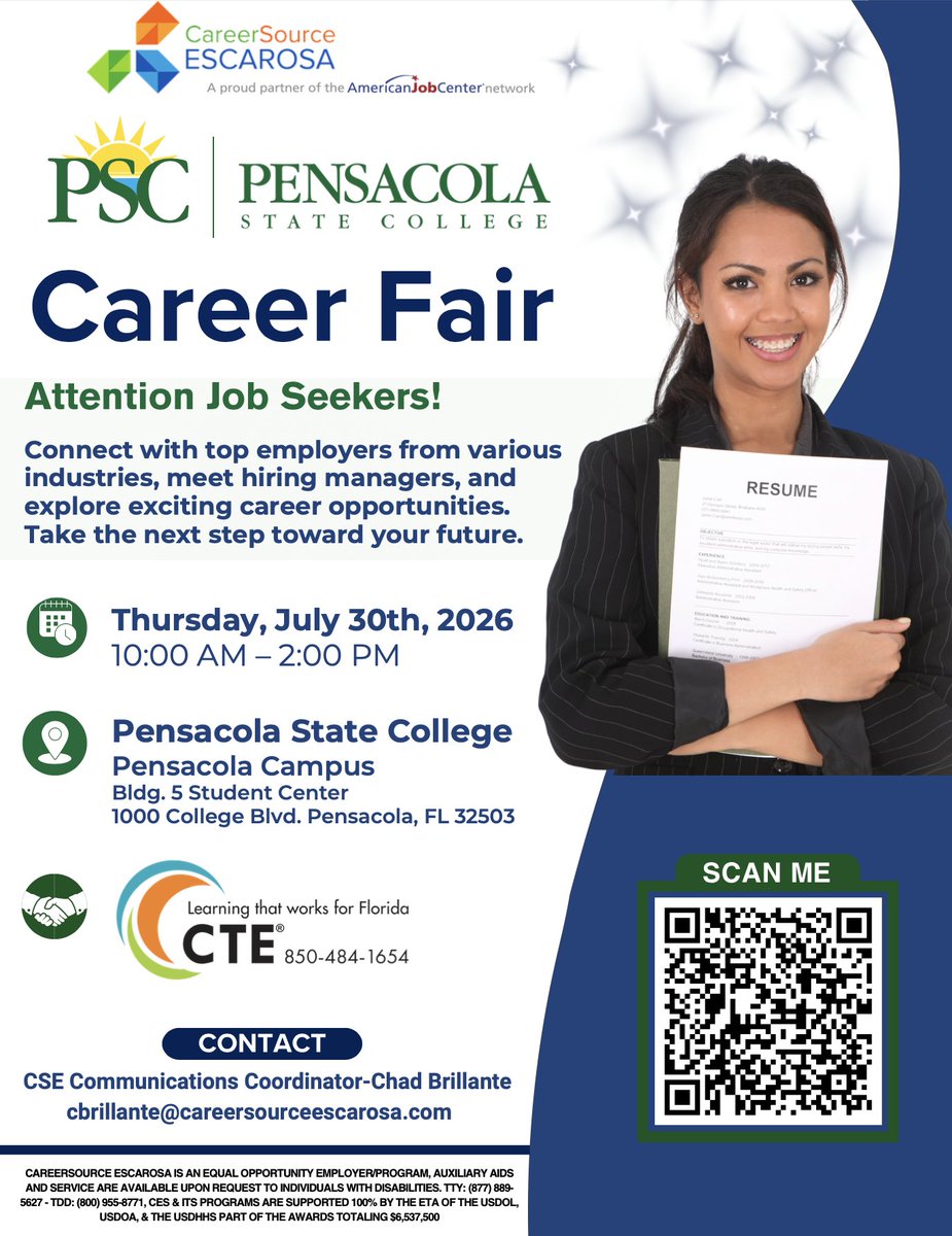 PensacolaState's tweet photo. Looking for your next career opportunity? Your future starts here!

📍Pensacola Campus | Building 5 Student Center
🗓️ Thursday, July 30
⏰ 10 am – 2 pm

#pensacolastatecollege #careerfair #careeropportunities #goheregetthere https://t.co/hAu25XNSoq