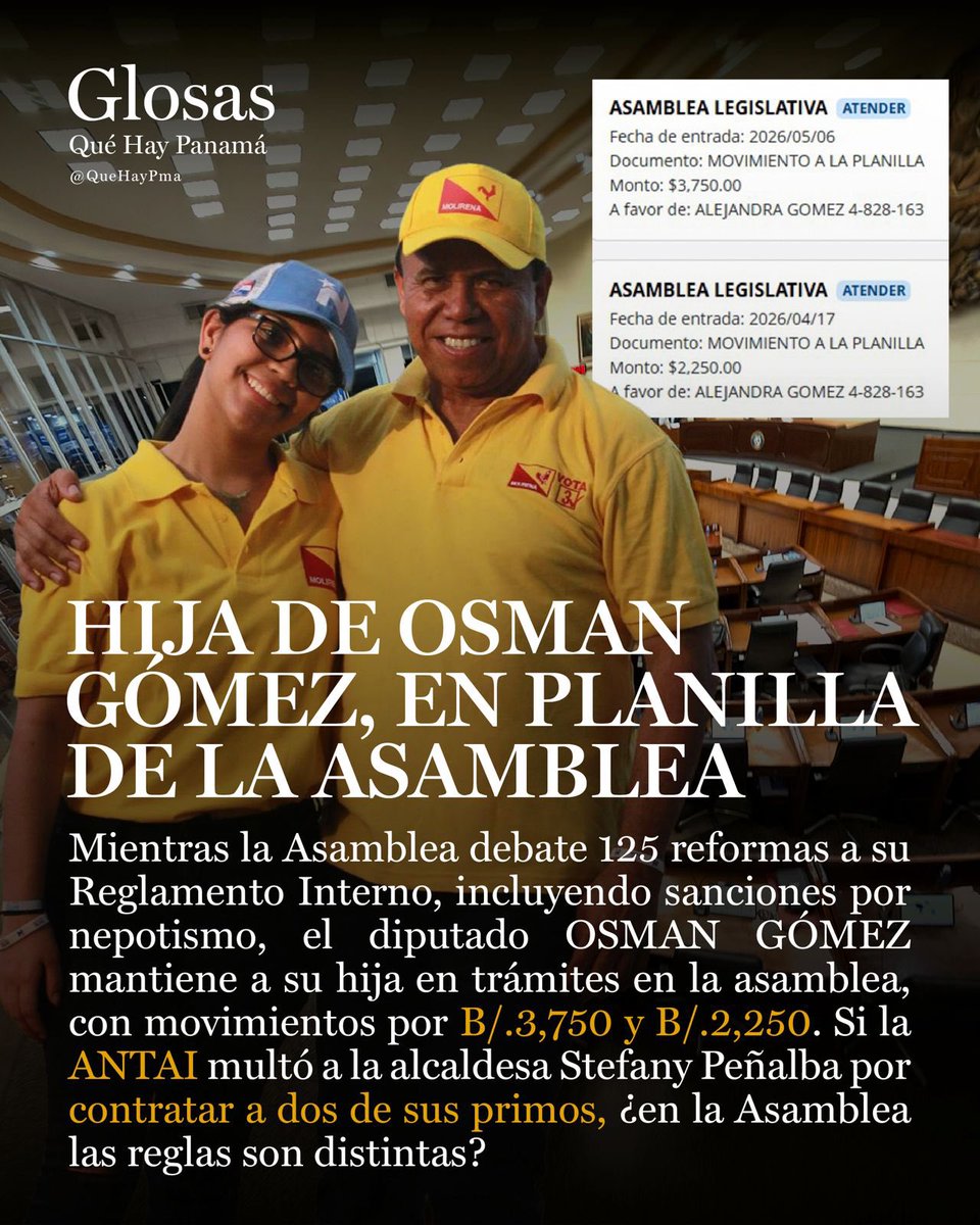 QueHayPanama_'s tweet photo. Invitamos a la ANTAI a darse una vuelta por los despachos de los diputados en la Asamblea Nacional. Quizás encuentren más primos, tíos, sobrinos, hijastros, papa-abuelos, etc … https://t.co/OsGHDrXRq1