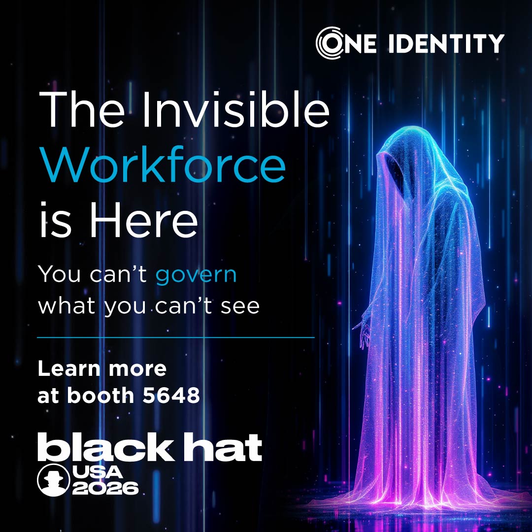 OneIdentity's tweet photo. AI agents, bots and machine identities are multiplying faster than most security teams can track - and what you can't see, you can't govern. 

Find One Identity at Black Hat USA 2026 at booth 5648 to see how we're bringing the invisible workforce into full view. https://t.co/fzfpb59nfN