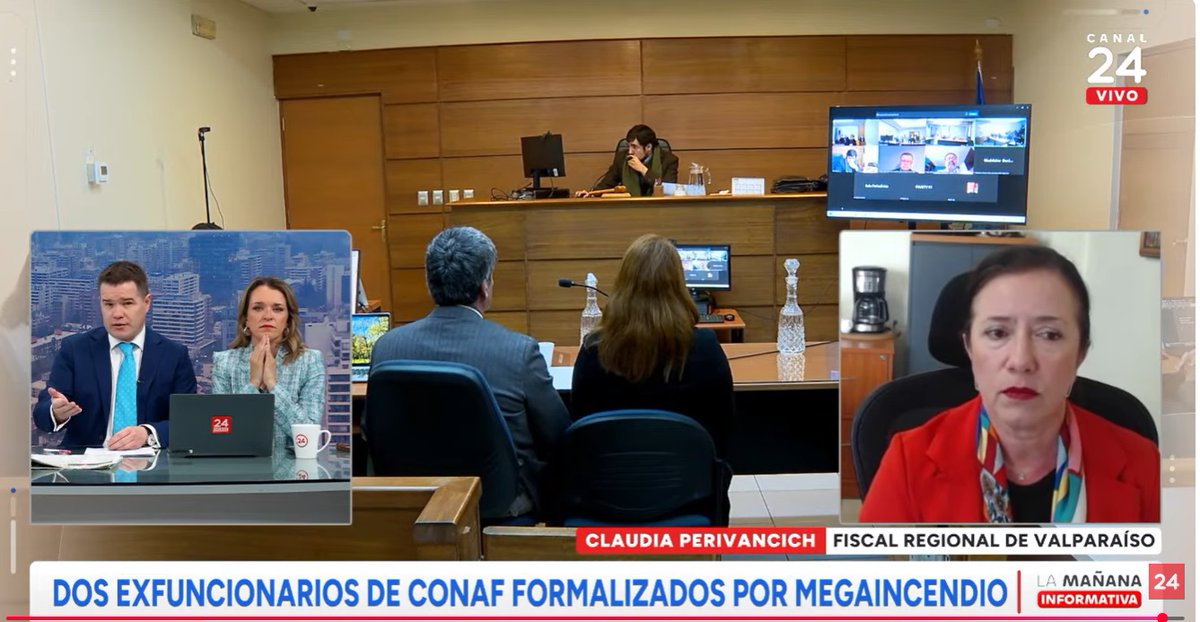FRValparaiso's tweet photo. 🔴AHORA🔴Fiscal Regional #Valparaíso Claudia Perivancich @FRValparaiso conversó con @24HorasTVN  respecto a la formalización de dos ex funcionarios de @conaf_minagri como autores de cuasi delito de homicidio ocurrido el 2 de febrero de 2024. #Megaincendio que dejó 138 víctimas. https://t.co/6JJrHKD5Ts